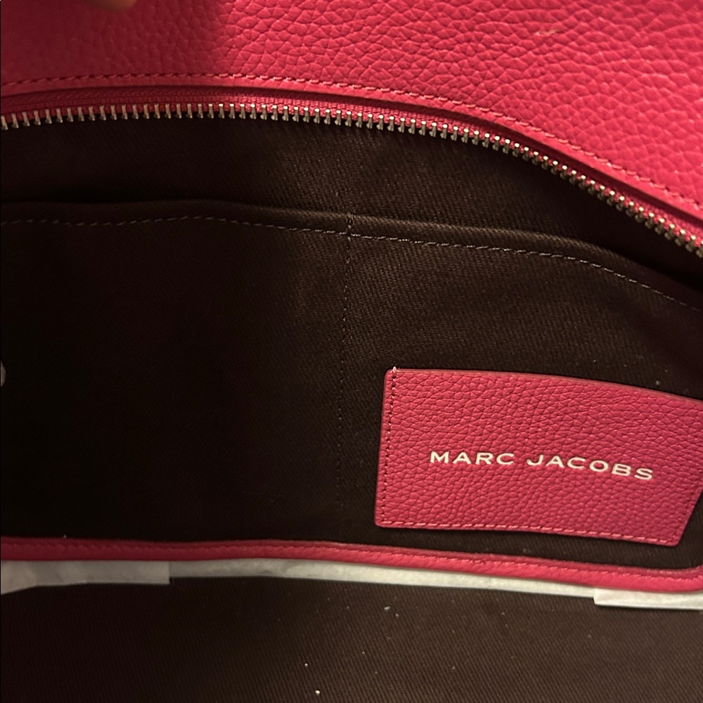 MJ Pink Tote Bag, Pebbled Leather, Top-Handle. Size Medium (13L x6D x11H) - Picture 8 of 8
